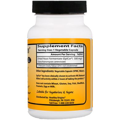Епікор, EpiCor, Healthy Origins, 500 мг, 60 капсул