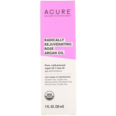 Омолаживающее розовое и аргановое масла Acure (Radically Rejuvenating Rose Argan Oil) 30 мл купить в Киеве и Украине