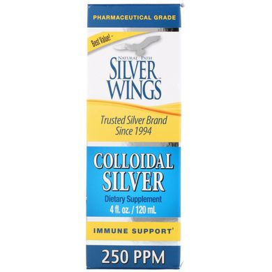 Колоїдне срібло, Natural Path Silver Wings, 250 частин на мільйон, 4 рідких унції (120 мл)