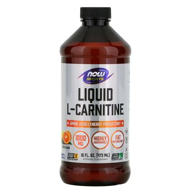 Карнітин рідкий з цитрусовим ароматом Now Foods (Liquid L-Carnitine) 1000 мг 473 мл