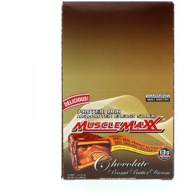 Протеїнові батончики MuscleMaxx (Protein Snackbar Sport) 12 шт. зі смаком шоколадно-арахісового масла