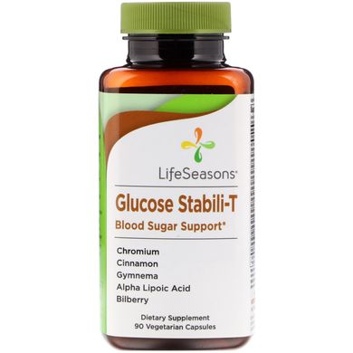 Glucose Stabili-T, контроль уровня сахара в крови, LifeSeasons, 90 вегетарианских капсул купить в Киеве и Украине