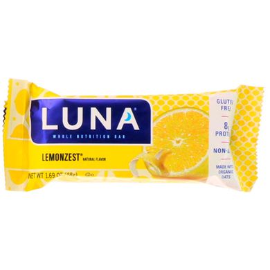 Luna, Цілісні батончики харчування для жінок, Lemonzest, Clif Bar, 15 батончиків, 1,69 унції (48 г) кожен