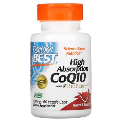 Коензим Q10 з високим ступенем поглинання з біоперіном Doctor's Best (High Absorbnion CoQ10 with Bioperine) 60 капсул