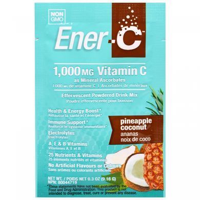 Вітамінний напій для підвищення імунітету Ener-C (Vitamin C) 30 пакетиків зі смаком ананаса і кокоса