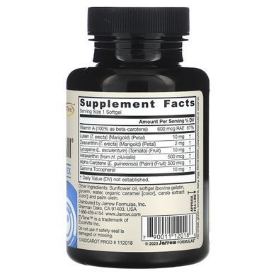 Комплекс із суміші каротиноїдів Jarrow Formulas (CarotenALL) 60 м'яких капсул