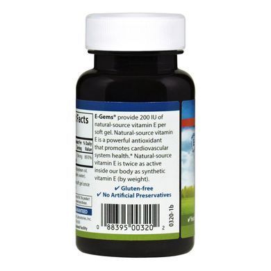 Вітамін Е Carlson Labs (E-Gems Natural Vitamin E) 200 МО 90 капсул