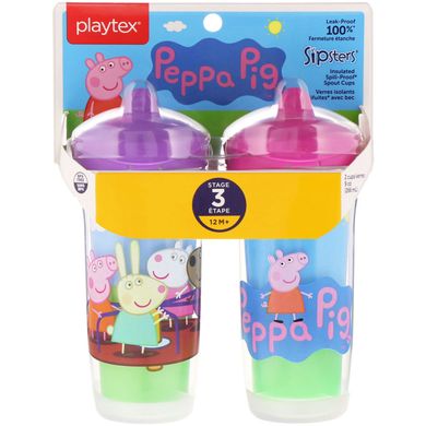 Sipsters, свинка Пеппа, от 12 месяцев, 2 чашки, Playtex Baby, по 9 унц. (266 мл) каждая купить в Киеве и Украине