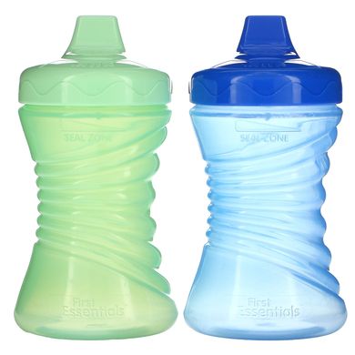 NUK, First Essentials, жорсткий носик Fun Grips, синій/зелений, від 12 місяців, 2 чашки 10 унцій (300 мл)