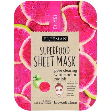 Тканинна маска, кавун і редька для очищення пір, Freeman Beauty, 1 маска