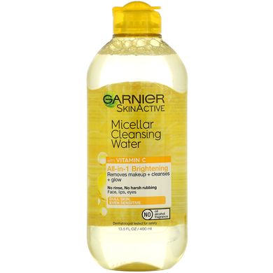 Garnier, SkinActive, міцелярна вода, що очищає, з вітаміном C, 13,5 рідких унцій (400 мл)