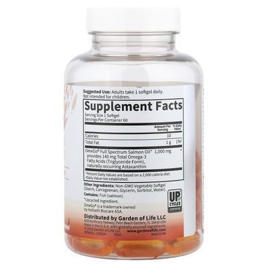 Garden of Life, Norwegian Salmon Oil, 60 Softgels (1,000 mg per Softgel)