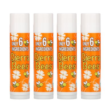 Органічний бальзам для губ Sierra Bees (Organic Lip Balm) 4 штуки в упаковці мандарин-ромашка
