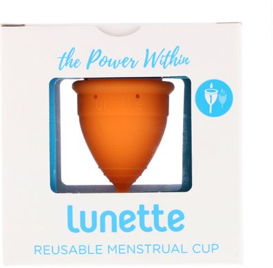 Багаторазова менструальна чаша, модель1, для легкого і нормального потоку, помаранчева, Lunette, 1 чашка