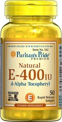 Витамин E в виде д-альфа токаферолацетат Puritan's Pride (Vitamin E) 400 МЕ 50 капсул купить в Киеве и Украине