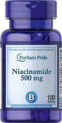 Ниацинамид Puritan's Pride (Niacinamide) 500 мг 100 таблеток купить в Киеве и Украине