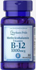 Метилкобаламін Вітамін В-12, Methylcobalamin Vitamin B-12, Puritan's Pride 1000 мкг, 30 таблеток