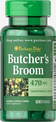 Мітла м'ясника, Butcher's Broom, Puritan's Pride, 470 мг, 100 капсул