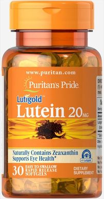 Лютеин для зрения с зеаксантином Puritan's Pride (Lutein with Zeaxanthin) 20 мг 30 капсул купить в Киеве и Украине