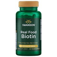 Справжня їжа Біотин, Real Food Biotin, Swanson, 2,500 мкг, 90 капсул