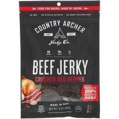 Натуральна в'ялена яловичина, Мелена червоний перець, Country Archer Jerky, 3 унції (85 г)