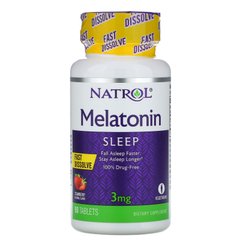 Мелатонін зі смаком полуниці Natrol (Melatonin) 3 мг 90 таблеток