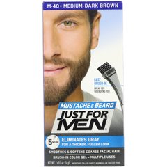Гель для фарбування вусів і бороди з пензликом в комплекті, відтінок темно-коричневий M-40, Mustache & Beard, Just for Men, 2 шт. по 14 г