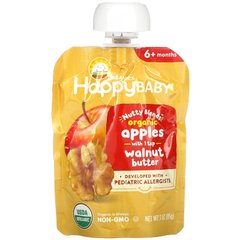 Happy Family Organics, Happy Baby, горіхові суміші, від 6 місяців, органічні, яблука з 1 чайною ложкою горіхової олії, 3 унції (85 г)