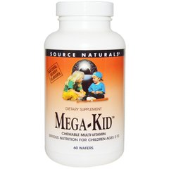 Мультивитамины и минералы для детей Source Naturals (Mega-Kid) с ягодным вкусом 60 жевательных таблеток купить в Киеве и Украине
