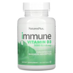 Витамин Д3 для иммунитета Natures Plus (Immune Vitamin D3) 5000 МЕ 125 мкг 60 желатиновых капсул купить в Киеве и Украине