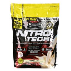 Сироватковий ізолят для нарощування сухої м'язової маси Muscletech (Nitro Tech Whey Isolate Lean Muscle Builder) 4.54 кг зі смаком ванілі
