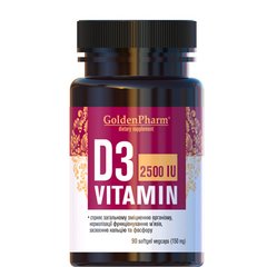 Витамин Д3 GoldenPharm (Vitamin D3) 2500 МЕ 150 мг 90 капсул купить в Киеве и Украине