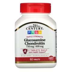 Глюкозамин и хондроитин 21st Century (Glucosamine 750 mg Chondroitin 600 mg) 60 таблеток купить в Киеве и Украине