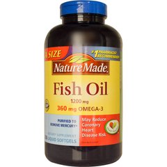 Риб'ячий жир, Омега 3, Fish Oil, Nature Made, 1200 мг, 300 капсул