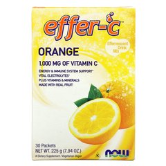 Шипуча суміш для напоїв апельсин Now Foods (Effer-C Energy & Immune System Support) 30 пакетів