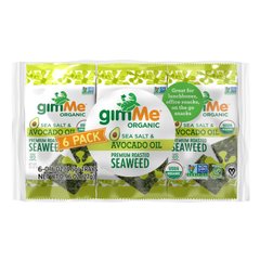 gimMe, Смажені водорості вищої якості, морська сіль та олія авокадо, 6 шт. 0,16 унції (4,5 г) кожний