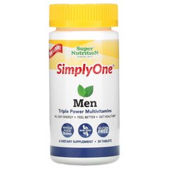 Мультивітамінна добавка потрійної дії для чоловіків, Super Nutrition, 30 таблеток