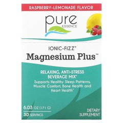Pure Essence, Ionic-Fizz, Magnesium Plus, малиновий лимонад, 30 пакетиків по 0,2 унції (5,7 г) кожен
