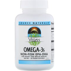 Омега-3 для веганов Source Naturals (Vegan Omega-3S EPA-DHA) 60 капсул купить в Киеве и Украине