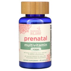 Пренатальні полівітаміни + залізо, Prenatal Multivitamin + Iron, Mommy's Bliss, 45 капсул