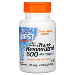 Эффективный транс-ресвератрол 600, Trans-Resveratrol 600, Doctor's Best, 600 мг, 60 вегетарианских капсул купить в Киеве и Украине