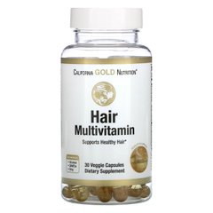 Мультивітаміни для волосся California Gold Nutrition (Hair Multivitamin) 30 рослинних капсул