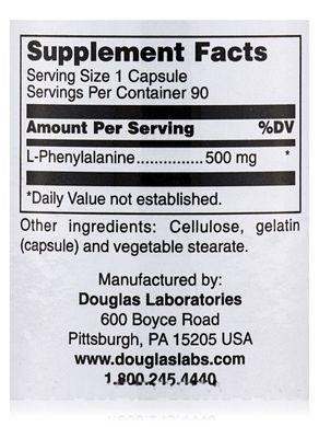 Фенілаланін Douglas Laboratories (L-Phenylalanine) 500 мг 90 капсул