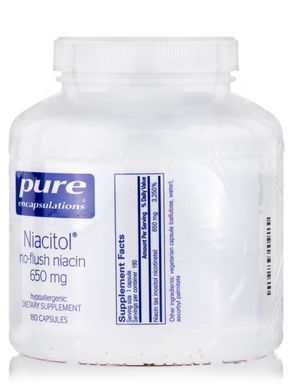 Ніацитол Pure Encapsulations (Niacitol No-Flush Niacin) 650 мг 180 капсул