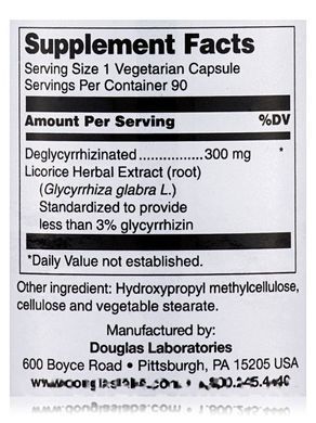 Солодка корень Douglas Laboratories (Licorice Root-V Deglycyrrhizinated) 90 вегетарианских капсул купить в Киеве и Украине