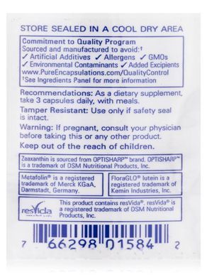 Вітаміни для зору з натуральними речовинами без цинку Pure Encapsulations (VisionPro Nutrients without Zinc) 90 капсул