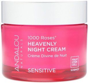 Божественный ночной крем для чувствительной кожи 1000 роз, Andalou Naturals, 1.7 жидких унций (50 мл) купить в Киеве и Украине