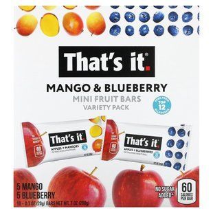 That's It, Mini Fruit Bars, Variety Pack, Mango & Blueberry, 10 Bars, 0.7 oz (20 g) Each купить в Киеве и Украине
