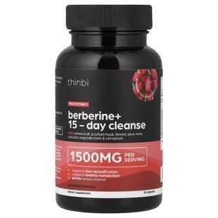 Thinbi, Berberine+, 15-дневное очищение, 30 капсул купить в Киеве и Украине