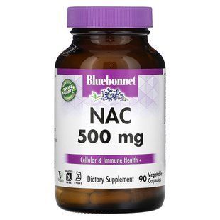 NAC (N-ацетил-L-цистеин), Bluebonnet Nutrition, 500 мг, 90 растительных капсул купить в Киеве и Украине